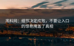 黑料网：细节决定成败，不要让入口的惊艳掩盖了真相