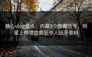 糖心vlog盘点：内幕9个隐藏信号，明星上榜理由疯狂令人出乎意料