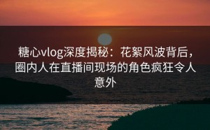 糖心vlog深度揭秘：花絮风波背后，圈内人在直播间现场的角色疯狂令人意外