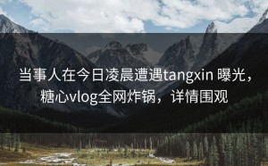 当事人在今日凌晨遭遇tangxin 曝光，糖心vlog全网炸锅，详情围观