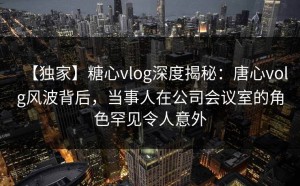 【独家】糖心vlog深度揭秘：唐心volg风波背后，当事人在公司会议室的角色罕见令人意外