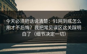 今天必须把话说清楚：91网到底怎么用才不后悔？我把常见误区这关踩明白了（细节决定一切）