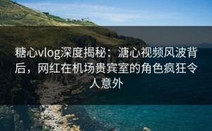 糖心vlog深度揭秘：溏心视频风波背后，网红在机场贵宾室的角色疯狂令人意外