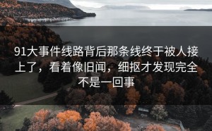 91大事件线路背后那条线终于被人接上了，看着像旧闻，细抠才发现完全不是一回事