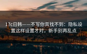 17c日韩——不写你真找不到：隐私设置这样设置才对，新手别再乱点