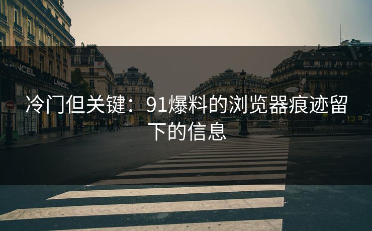 冷门但关键:91爆料的浏览器痕迹留下的信息 冷门但关键:91爆料的浏览器痕迹留下的信息
