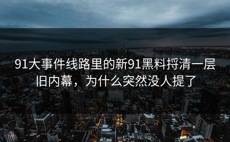 91大事件线路里的新91黑料捋清一层旧内幕,为什么突然没人提了 91大事件线路里的新91黑料捋清一层旧内幕,为什么突然没人提了