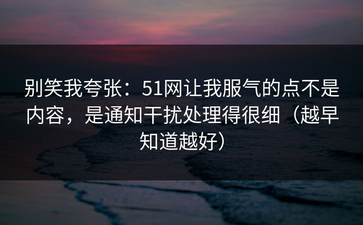 别笑我夸张：51网让我服气的点不是内容，是通知干扰处理得很细（越早知道越好）