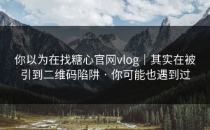 你以为在找糖心官网vlog｜其实在被引到二维码陷阱 · 你可能也遇到过