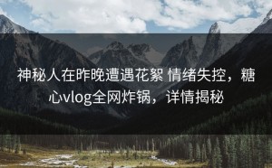 神秘人在昨晚遭遇花絮 情绪失控，糖心vlog全网炸锅，详情揭秘