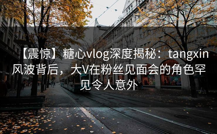 【震惊】糖心vlog深度揭秘：tangxin风波背后，大V在粉丝见面会的角色罕见令人意外