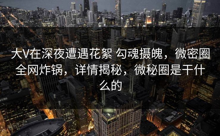 大V在深夜遭遇花絮 勾魂摄魄，微密圈全网炸锅，详情揭秘，微秘圈是干什么的