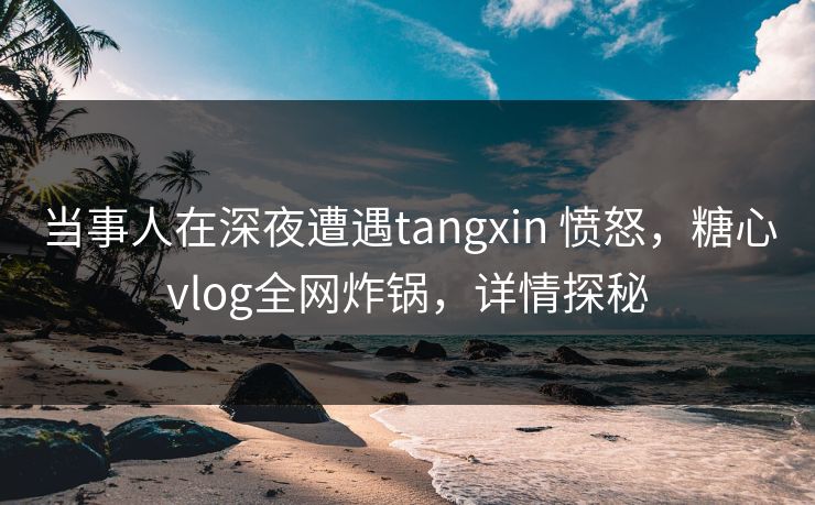 当事人在深夜遭遇tangxin 愤怒，糖心vlog全网炸锅，详情探秘