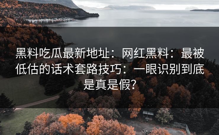 黑料吃瓜最新地址：网红黑料：最被低估的话术套路技巧：一眼识别到底是真是假？